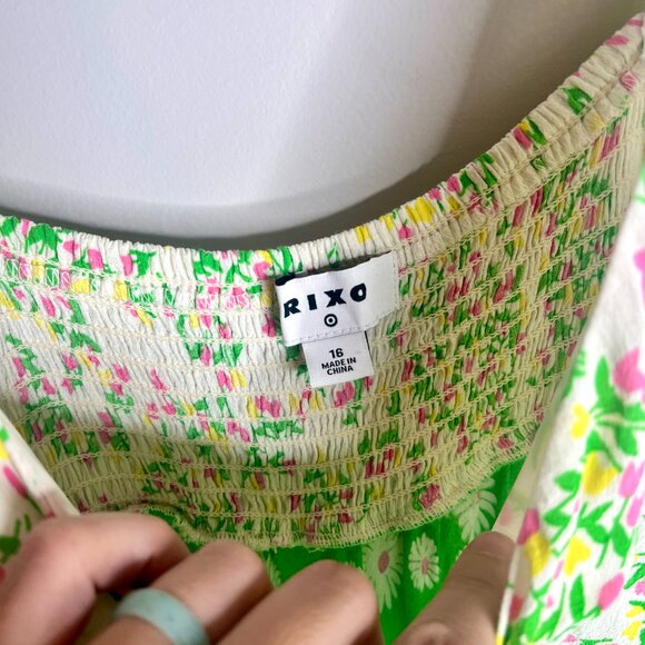 RIXO for Target Daisy Floral Long Sleeve Sheath Midi Dress Girly Romantic Sz 16 - Picture 4 of 6